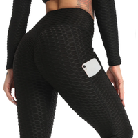 AliExpress NONE High Waist Yoga Pants Fitness Women Stretch Honeycomb Leggings with Pockets Gym Workout Jogging Cycling Tights Female Clothing
