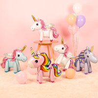 3D Rainbow Unicorn Balloon Happy Birthday Party Decoration Supplies Foil Balloons Baby Shower Wedding Balls Toy