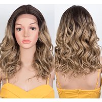 Synthetic Lace Front Wigs 20 Inch Deep Wavy Wig Blonde Brown Wig Cosplay Curly Wig Lace Front Wig For Women Lace Wig