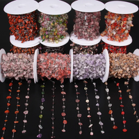 AliExpress vinswet Natural Gravel Stone Silver Color Stainless Steel Chains 50/100CM Malachite Apatite Chains For Handmade Jewelry Accessories 15