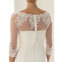 Stretch Tulle Lace Bridal Bolero 2026 Wedding Top Jacket with Three Quarter Sleeves Scoop Neck Transparent Wrap Shrug Marrige