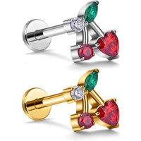 ASTM G23 Titanium Cherry Ear Cartilage Nail Exquisite ZC Internal Thread Women's Perforated Jewelry Ear Nail Nose Nail
