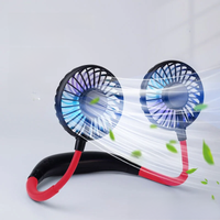 USB Portable Fan Cold Fan Hands Free Neck Fan Hanging Rechargeable Mini Sports Fan 3-Speed Adjustable Neck Dual Fan Home Office