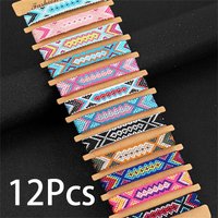 12Pcs/set Nepalese woven friendship bracelet with sliding knot adjustment for children, girls and men