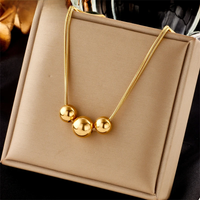 DIEYURO 316L Stainless Steel Gold Color Large Round Ball Pendant Necklace For Women New Girls Clavicle Chains Jewelry Party Gift