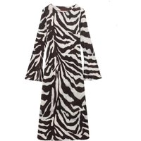 women's boat collar flared sleeve zebra print slightly flared long dress for spring and summer new women's dress