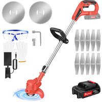 Strimmers Electric Cordless Grass Trimmer with Metal Blade Powerful Electric Garden Lawn Edger, 1.5Ah Battery & Fast Charger Included, Suitable for Garden Lawn, Red image 3