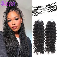 Feather Human Crochet Curly 100% Human Hair Crochet Hair Deep Wave Pre-Separated 50G/Pack Natural Black Small Spirals Curly Hair