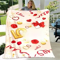 Soft Flannel Throw Blanket for Couples, Love Pattern, Warm Flannel, Living Room, Bedroom, Sofa, Gift Lover, Friend, Nice