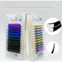 Yelix Ellipse Flat Lashes Mix Color Cashmere Lash Extensions Super Soft Eyelash Extenton High Quality Make Up Fake Eyelashes