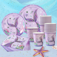 Mermaid Party Disposable Tableware Paper Plate Mermaid Birthday Party Decoration Girl Under the Sea Party Decoration Baby Shower
