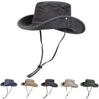 Men Big Eaved Washed Bucket Hats Fishermen Caps Outdoor Casual Cap Men Sunscreen Hat