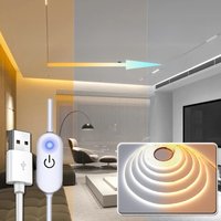 CCT COB LED Strip 5V Dimmable COB Light Strip With Touch Control COB LED Lights Flexible Under Cabinet Tape Light for Bedroom