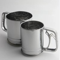 Stainless steel flour sieve hand-held flour sieve cup DIY baking tool double-layer large hand-pressed filter sieve