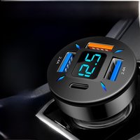 4 USB For QC3.0+PD USB LED Digital Meter Display Car Charger Digital LED Voltmeter 12V/24V Battery Monitor LED