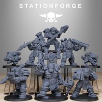 40k compatible paintable miniature-Orc Smashers Team-Sci-fi style orc miniature-ABS resin material-Tabletop Wargame Accessories