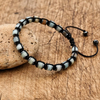3*6mm Natural Amazonite Stone Hematite Beads Braided Bracelet Handmade Woven Boho Yoga Charm Bracelet Couple Men Jewelry