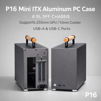 P16 Mini ITX Aluminum PC Case 6.9L SFF Chassis Support 255mm GPU 53mm Cooler USB-A USB-C