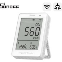 SONOFF SAWF-08P AirGuard CO2 Matter Over WiFi Monitor Jakości Powietrza z WiFi, Miernik Temperatury i Wilgotności, Alarm Dźwiękowy i Wizualny, Dane Historyczne