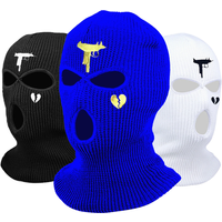AliExpress NONE 3 Holes Fashion Winter Unisex Balaclava Mask Hat Embroidery Full Face Mask Knitted Cycling Ski Snowboard Hat Hip Hop Beanie Gift
