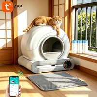 Litière automatique autonettoyante pour chat, 65L, contrôle via application intelligente Tuya WiFi, toilette pour chat de grande capacité avec contrôle des odeurs et protection de sécurité, tapis de