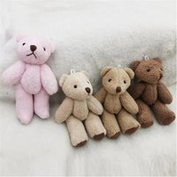 12CM Pearl Plush Joint Bear Plush Toy Hat Gloves Scarf Accessories Bear With Foot Leather Stuffed Pendant Ornaments 4 colors