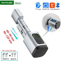 RAYKUBE V1 Adjustable TT Lock/ Tuya Bluetooth Smart Fingerprint Digital Cylinder Lock with APP/Password/RFID Card/Key unlock