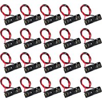 20pcs A23 Battery Holder 23A Battery Holder with Leads 12V Battery Holder Spring Clip Case Black Plastic Housing