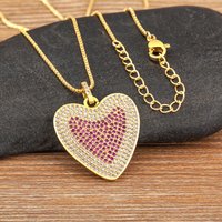 Nidin Classic New Design Heart Shape Pave Shiny Zircon Pendant Necklace Female Anniversary Party Clavicle Chain Accessories Gift