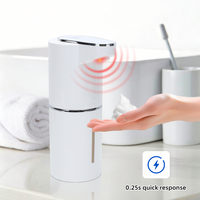 350ml Smart Sensor Touchless Foam Soap Dispenser, USB Rechargeable Wall-Mounted 3-Level Adjustable Pump for Bathroom Kitchen Dis