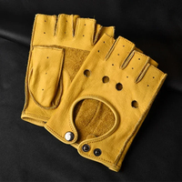 AliExpress NONE Small New Men's Genuine Leather Gloves Fingerless Half Finger for Driving Fitness Motorcycle Cycling Goat Skin Mittens
