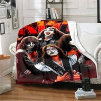 Kiss Band Fashion Home Multi Size Blanket Heavy Metal Music Element Home Office Watch TV Warm Blanket Hiking Picnic Mat.