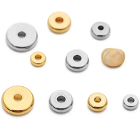 20 50pcs Stainless Steel Flat Spacer Beads Lot 4mm 5mm 6mm 8mm Golden Color Big Hole Charm Beads For DIY Bracelet Jewelry Making