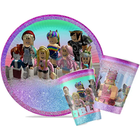 Roblox Girl Decorations for Purple pink Party Banner Birthday Balloons Tablecloths Cake Topper Napkins Tableware Kid Gift Supply