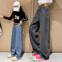 Spring Autumn Teenager Girls Denim Pants Children Trousers New Fashion Solid Color Girls Wide Leg Jeans 4-14 Years Kids Clothes