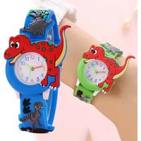 Cute Cartoon 3D Dinosaur Tyrannosaurus Rex Silicone Strap Children's Watch Kids Student Watch Baby Toy Birthday Gift