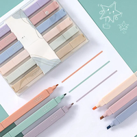 6 PCS Double Side Highlighter Pens Set Kawaii Colored Manga Markers Pastel Stationery Scrapbooking School Supplies