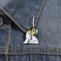 Funny Anime White Clothes Warrior Enamel Pin Custom Adventure Animated Movie Brooches Lapel Badge Jewelry Gifts For Friends