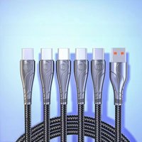 A drag five data cable for Android Huawei Xiaomi Samsung mobile phone charging line fast braided copper core multi-head