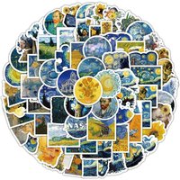 AliExpress NONE 100PCS Van Gogh Sunflower Oil Painting Waterproof Stickers for Bicycle Hand Account Pencil Case Decals LanLanStickersWorld