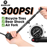 BUCKLOS Bike Pump Portable 300PSI Bicycle Air Pump Front Fork Rear Suspension Shock Absorber Air Inflator Tire Manual Inflator
