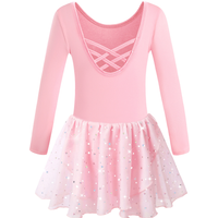 Girls Ballet Leotards for Dance Camisole Dress Hollow Crisscross Back,Shiny Skirt