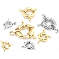 9MM 11MM 13MM 15MM 17MM 18K Gold Color Brass Spring Round Clasps Necklace Connect Clasps Diy Jewelry Making Supplies