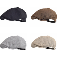 Vintage Men Beret Newsboy Hats Classic Western Newsboy Caps Cotton Blend Beret Hat Flat Brim Adjustable Men Spring Berets Cap