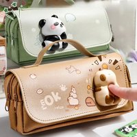 Portable Stationery Storage Pouch 3-layer Large Capacity Pencil Case Students Pencil Box