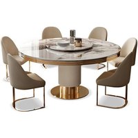 Modern restaurant marble round dining table and chair combination simple round table with turntable dining table