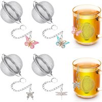 Tea Infuser,Loose Leaf Tea Steeper Tea Strainer with Charm Handmade Dragonfly Butterfly Pendant Tea Ball Tea Filter Tea Infusers