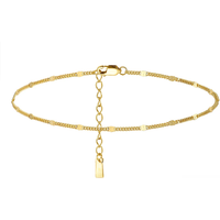 ORSA JEWELS 14K Gold 1.2mm Italian Cuban Chain Anklet for Women 925 Sterling Silver Fine Summer Beach Foot Bracelet Anklets SA43