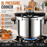 8L Edelstahl-Schnellkochtopf mit großem Fassungsvermögen, Sicherheitsverriegelung, Gas- und Induktionsgeeignet, für schnelles Kochen, Küchenutensil