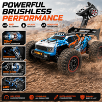 Samochód terenowy RC 4WD w skali 1:16, wyposażony w bezszczotkowy silnik 2847, regulator ESC 35A, metalowy mechanizm różnicowy, wałek typu „dog bone”, kontroler 2,4 GHz z zasięgiem 300 m oraz